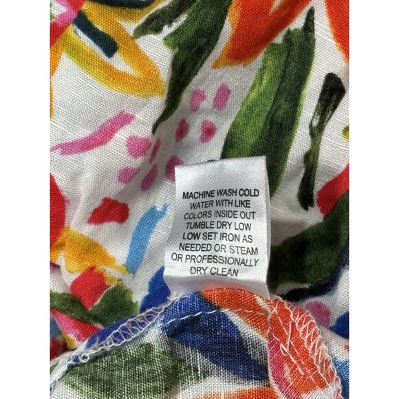 Hester & Orchard Linen Blend Size M Colorful Womens 3/4 Sleeve Shirt Cotton/Line - Picture 9 of 10